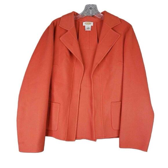 Talbots Blazer Women's Size 10 Orange Wool Long Sleeve Open Jacket - Picture 2 of 9
